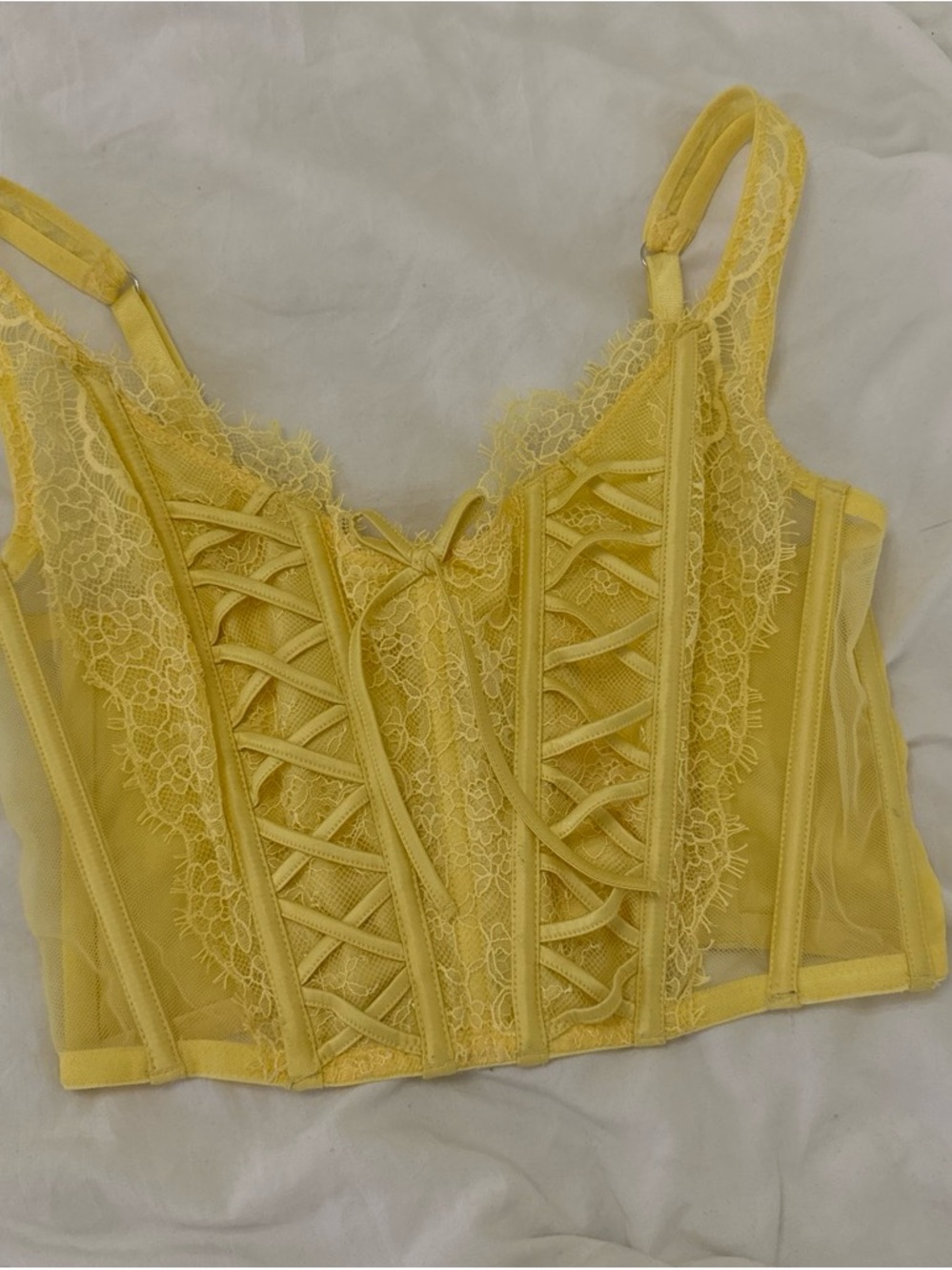 Victoria secret Lace Trim Yellow Bustier Corset Top - Women Intimates & Sleepwea